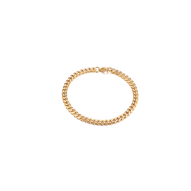 5mm Titanium Steel Curb Link Bracelet in silver and gold-tone finishes view 2