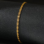 Stainless Steel Scroll Link Bracelet on black background