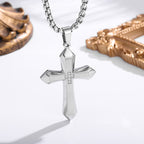 The Zircon Cross Pendant Necklace in Titanium Steel, view 4