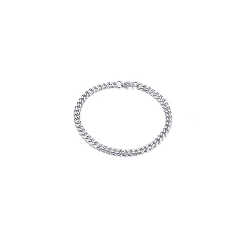 5mm Titanium Steel Curb Link Bracelet in silver and gold-tone finishes view 3