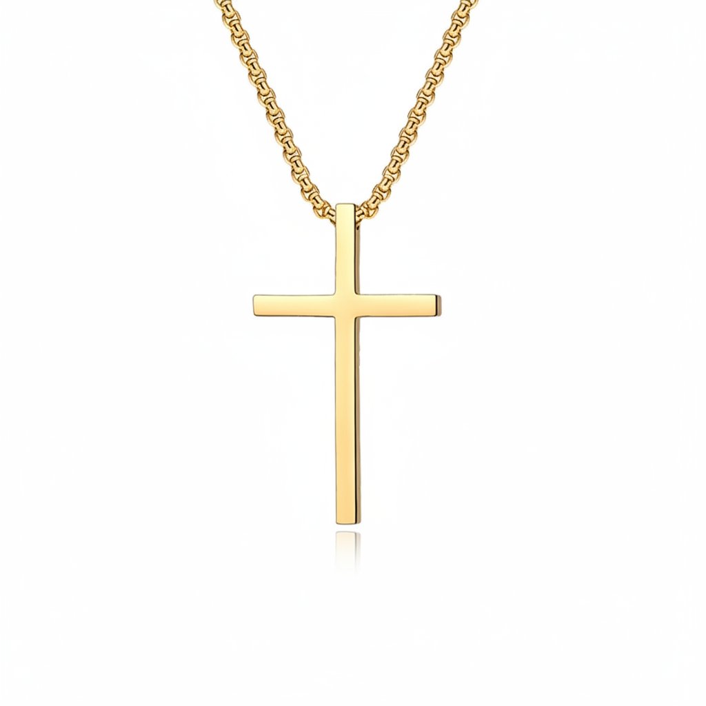 Stainless Steel Cross Pendant Necklace in silver, gold, and black finishes view 6