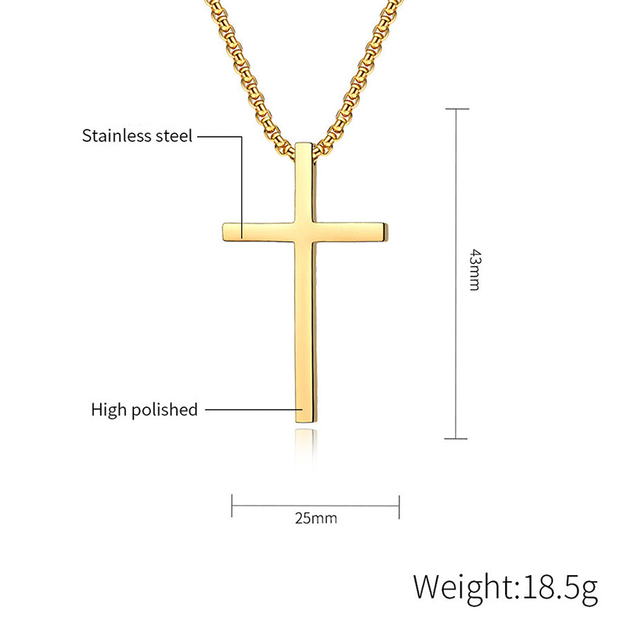 Stainless Steel Cross Pendant Necklace in silver, gold, and black finishes view 6