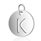 Stainless Steel Initial Disc Pendant, silver, hollow letter Z view 14