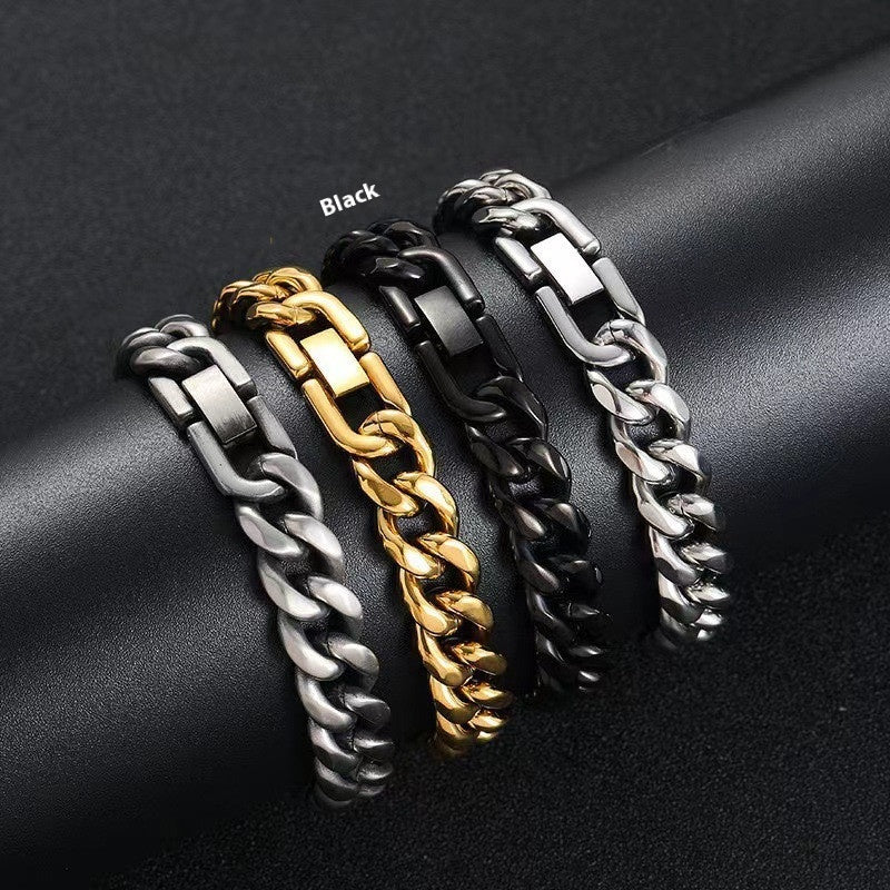 10mm Stainless Steel Cuban Link Bracelet, silver finish, box clasp view 5