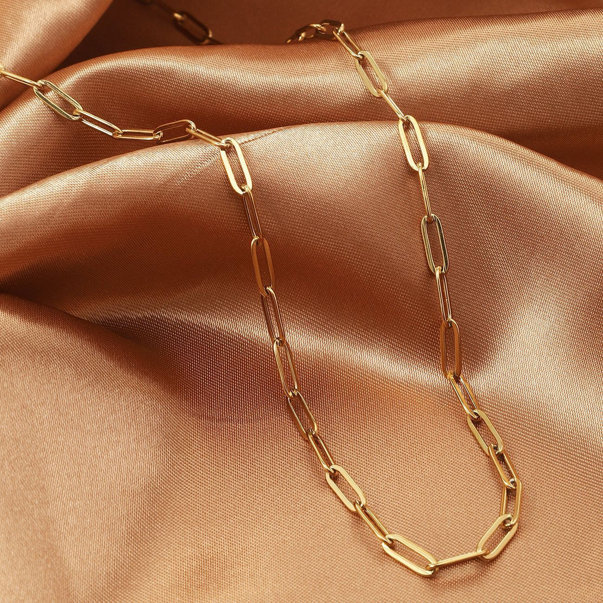 3x9mm Flat Link Chain Necklace and Bracelet gold-tone stainless steel chain