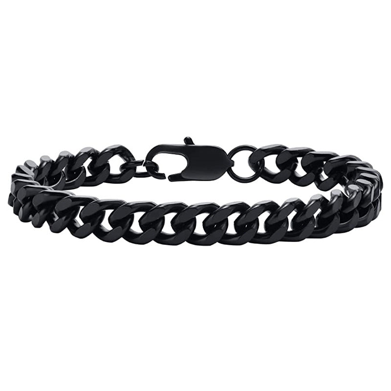 8mm Titanium Steel Curb Link Bracelet black finish