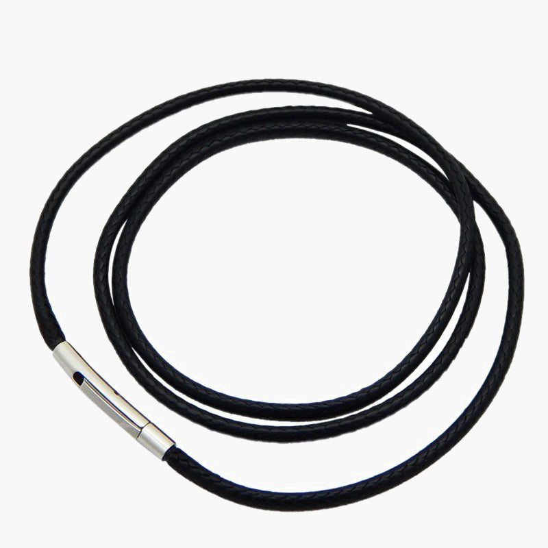 3mm Braided Cord Necklace with stainless steel magnetic clasp view 2