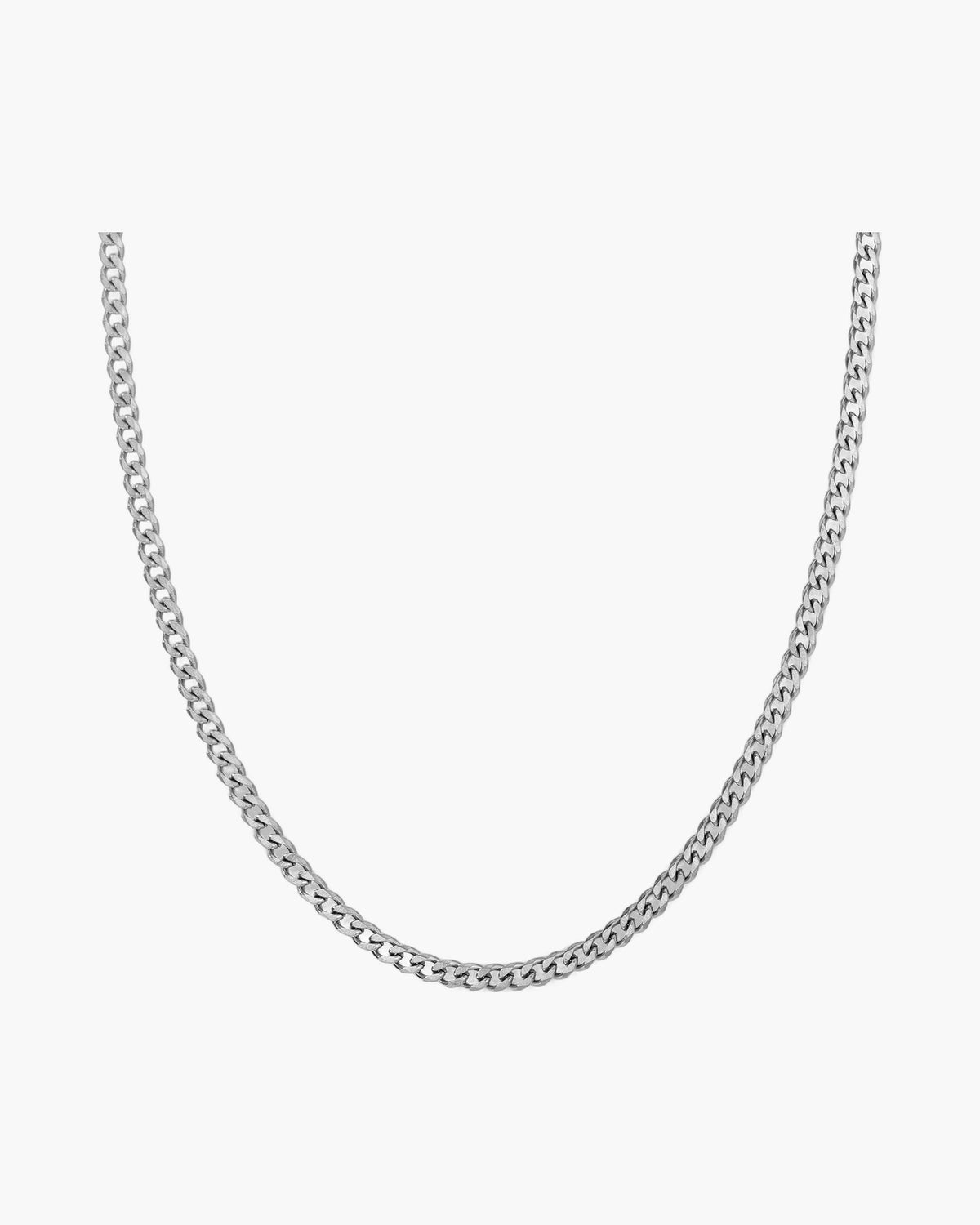 3mm Cuban Link Chain Necklace in silver-tone stainless steel