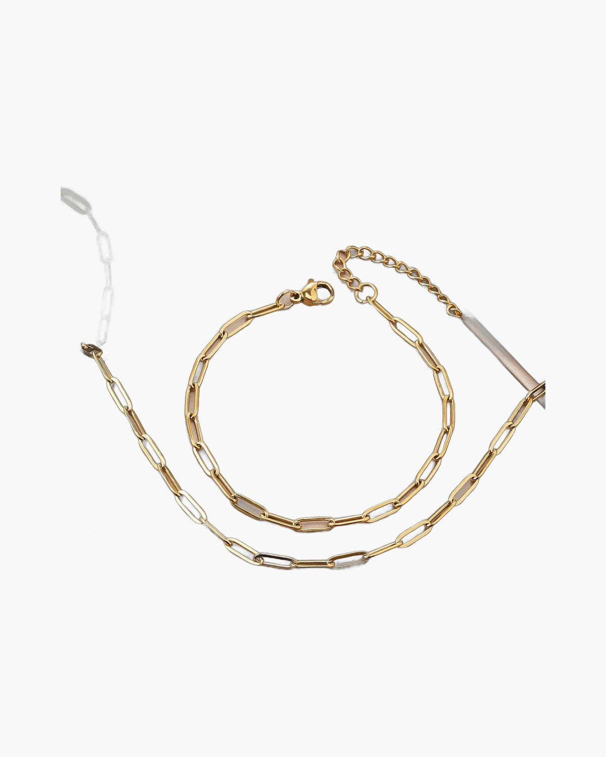 3x9mm Flat Link Chain Necklace and Bracelet gold-tone stainless steel chain view 3