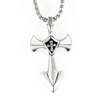 Geometric Cross Pendant Necklace, silver-tone, stainless steel