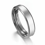 6mm Stainless Steel Beveled Band Ring in gold, black, and silver view 5