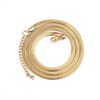 5mm Snake Chain Necklace in gold-tone stainless steel, coiled on a white background