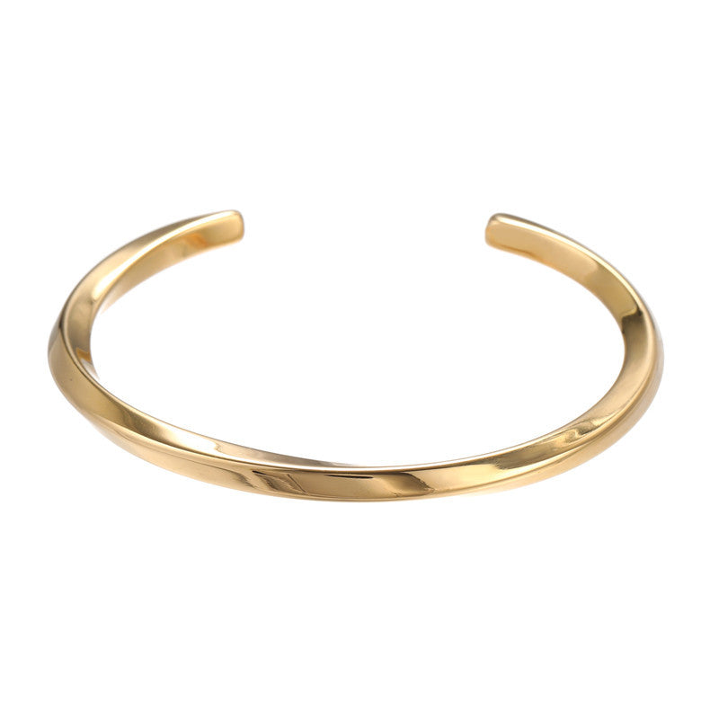 Titanium Steel C-Shaped Cuff Bracelet in gold, silver, and black finishes view 3