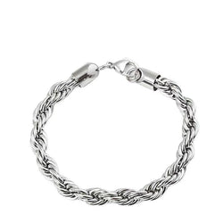 Stainless Steel Twisted Rope Bracelet, silver-tone, lobster clasp