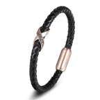 Braided Leather Iced X Bracelet rose gold-tone