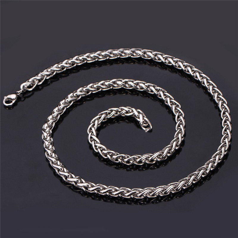 24 Inch Titanium Steel Wheat Chain Necklace, multiple widths view 2