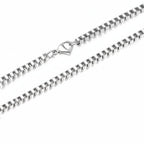 Minimalist Stainless Steel Box Chain on neck view 4