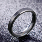 Matte Beveled Stainless Steel Band Ring in silver finish view 6