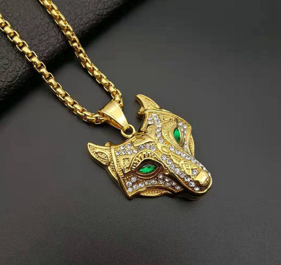 The Viking Wolf Pendant Necklace in Stainless Steel