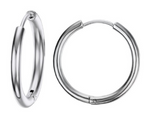 Thin Seamless Stainless Steel Hoop Earrings, silver finish