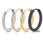Classic Stainless Steel Hoop Earrings in silver, rose gold, gold, and black finishes