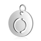 Stainless Steel Initial Disc Pendant, silver, hollow letter Z view 18