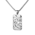 Titanium Steel Mechanical Gear Dog Tag Necklace silver-tone gears