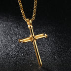 Nail Cross Pendant Necklace in black, gold-tone, and silver-tone view 2
