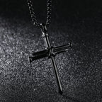 Nail Cross Pendant Necklace in black, gold-tone, and silver-tone view 3