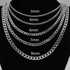 Stainless Steel Curb Link Chain Necklace, silver finish, curb link, lobster clasp view 5