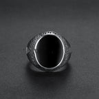 Stainless Steel Black Inlay Signet Ring with geometric patterns view 3