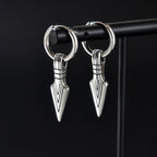 Stainless Steel Arrow Dangle Hoop Earrings, silver finish view 3