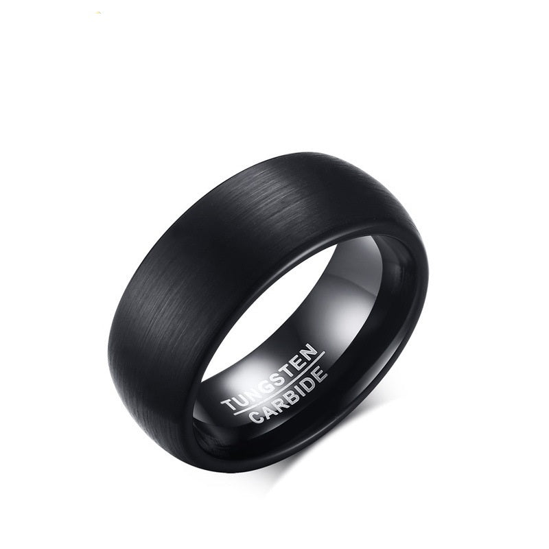 8mm Brushed Black Tungsten Carbide Ring product shot view 2