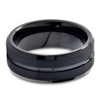 Black Tungsten Carbide Groove Band, brushed and polished