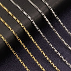 1.5mm Box Chain Necklace in silver and gold-tone finishes with lobster clasps view 2