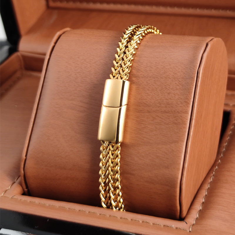 Wheat Chain Magnetic Bracelet - Silver-Tone Finish view 2