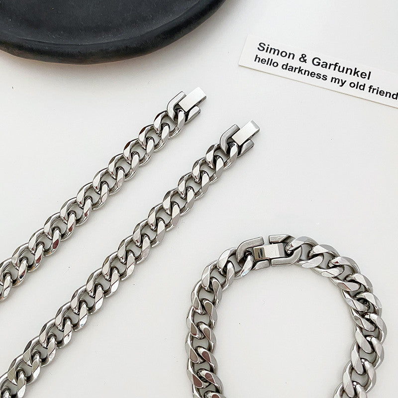11mm Stainless Steel Cuban Link Bracelet on wrist view 5