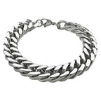 Titanium Steel Cuban Link Bracelet, silver-tone, polished finish view 2