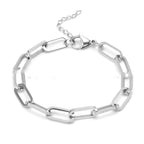 Titanium Steel Paperclip Link Bracelet, silver-tone, minimalist design