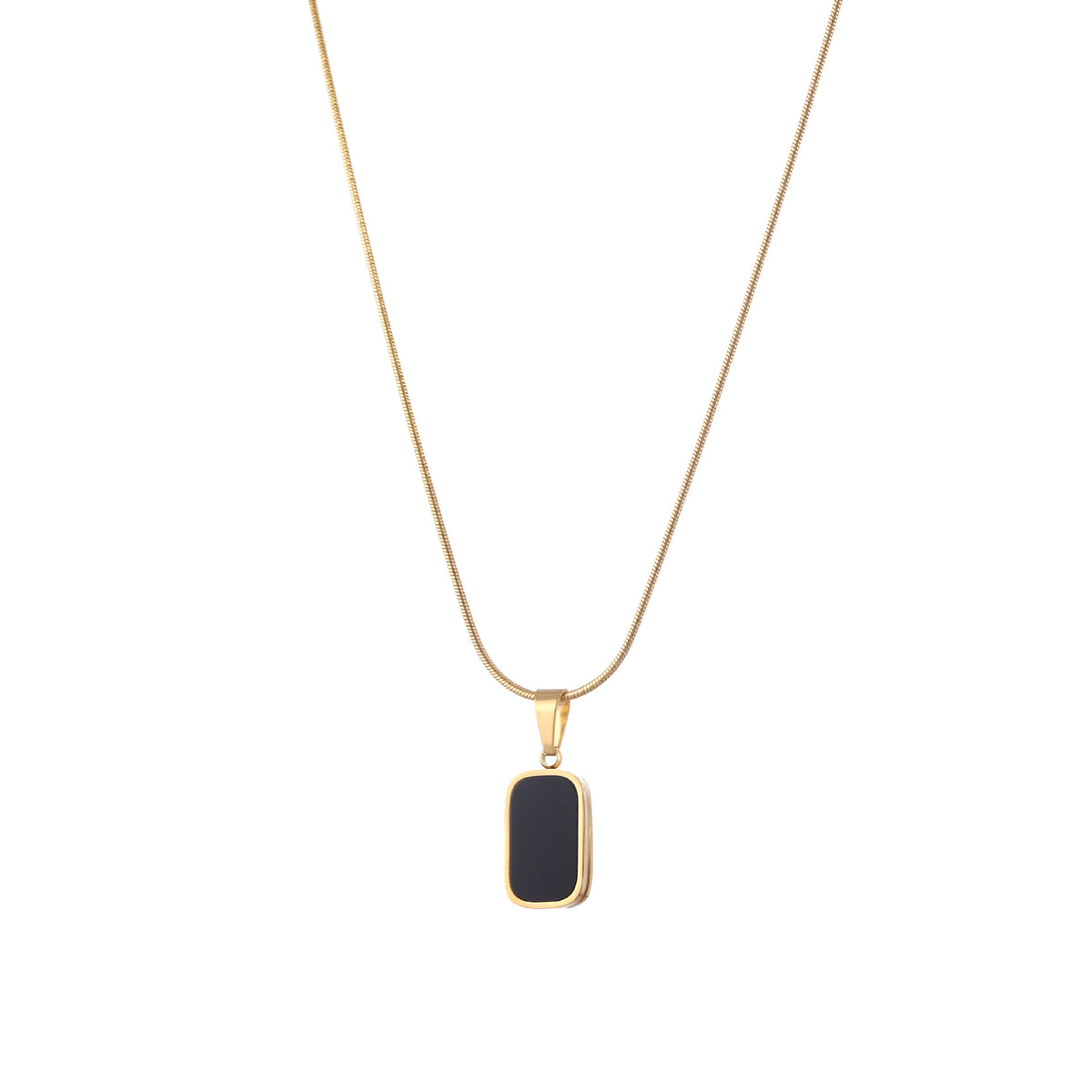 Titanium Steel Geometric Black Pendant Necklace with gold-tone finish