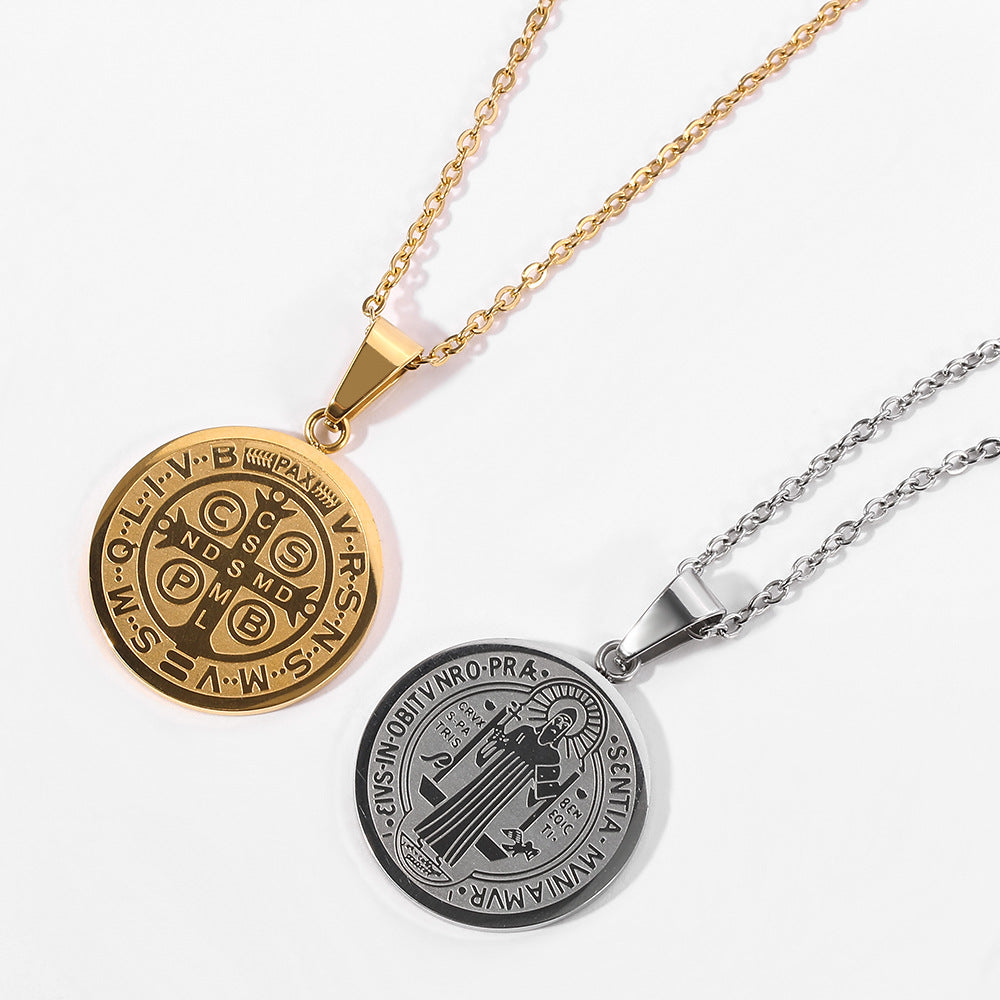 Saint Benedict Medal Pendant Necklace, gold-tone finish view 3