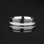 Stainless Steel Carbon Fiber Ice Ring with textured inlay view 3