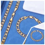 5mm Figaro Link Stainless Steel Chain in silver color with a bracelet view 2
