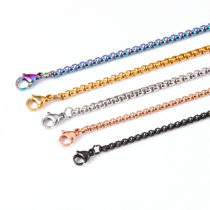 2-4mm Stainless Steel Rolo Chain in silver, gold, and black finishes view 4