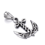 Titanium Steel Anchor Knotwork Pendant, silver-tone, detailed design
