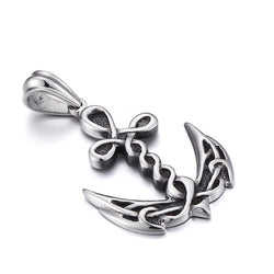 Titanium Steel Anchor Knotwork Pendant, silver-tone, detailed design