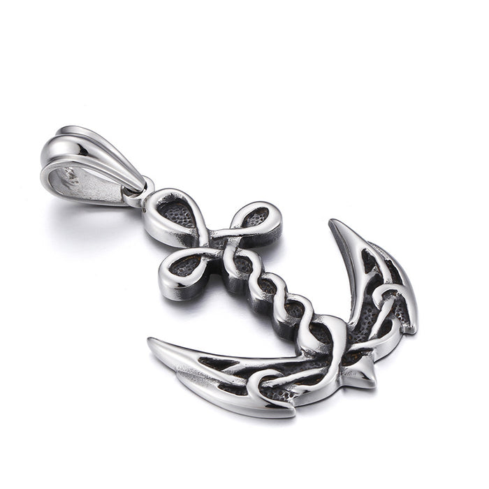 The Knotwork Anchor Pendant in Titanium Steel