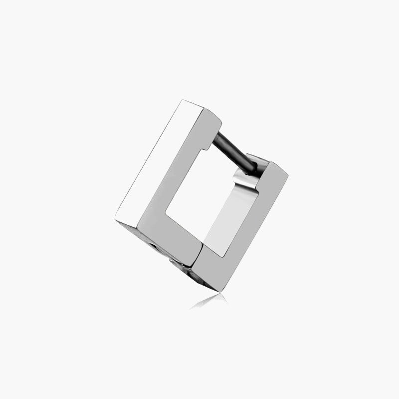 4mm Square Huggie Hoop Earrings - Silver