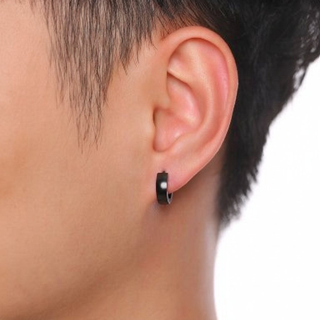 4mm Stainless Steel Hoop Earrings in black, gold, blue, and silver finishes. view 4