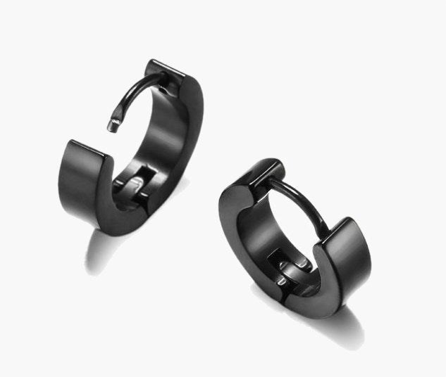 4mm Stainless Steel Huggie Hoop Earrings - Black